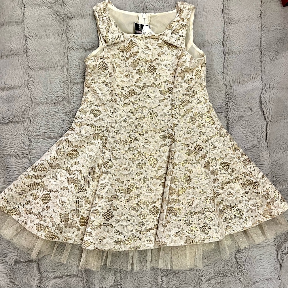 Rare Editions Ivory and gold girls 2T dress.